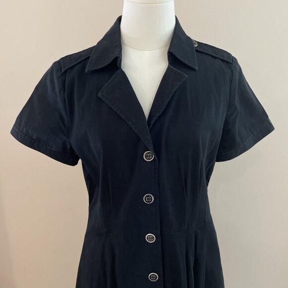 Charter Club Midi Shirt Dress Size 6 Black Button Down Pleated Stretch Classic - Picture 2 of 12